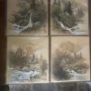 tagi-000004-01 Set of 8 Vintage Japanese Shikishi Landscape Art Boards Signed & Sealed