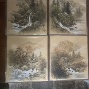 tagi-000004-01 Set of 8 Vintage Japanese Shikishi Landscape Art Boards Signed & Sealed