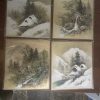 tagi-000004-02 Set of 8 Vintage Japanese Shikishi Landscape Art Boards Signed & Sealed