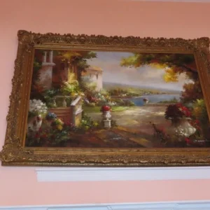 tagi-000005-01 Massive 87x62 in Mediterranean Villa Oil Painting on Canvas Ornate Gilt Frame