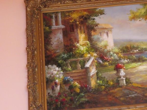 tagi-000005-04 Massive 87x62 in Mediterranean Villa Oil Painting on Canvas Ornate Gilt Frame