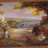 tagi-000005-05 Massive 87x62 in Mediterranean Villa Oil Painting on Canvas Ornate Gilt Frame