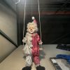 tagi-000016-03 Decorative Clown Marionette Doll on Wooden Swing Pink White Moon Star Costume
