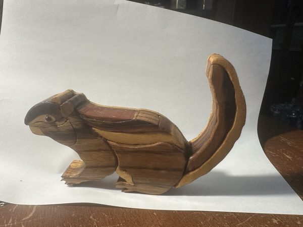 Paulie Hart Handcrafted Wood Squirrel Sculpture Folk Art Carving