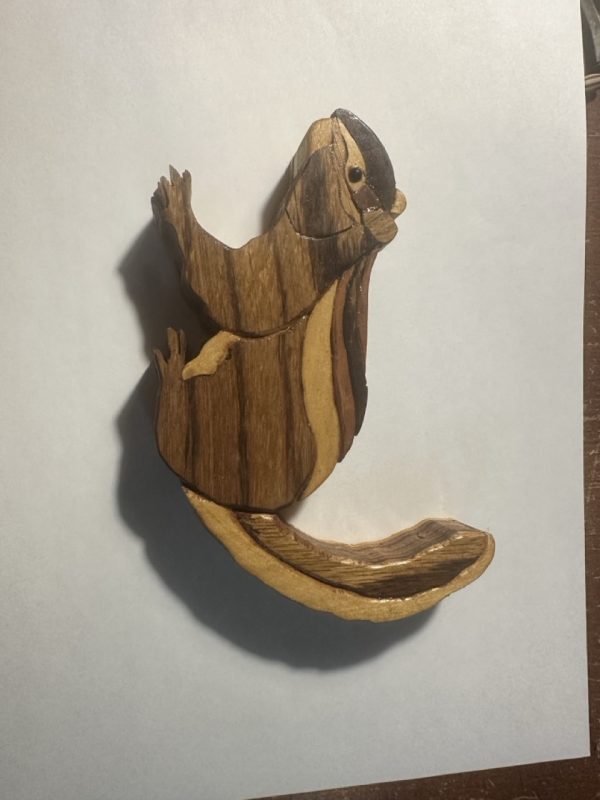 Paulie Hart Handcrafted Wood Squirrel Sculpture Folk Art Carving