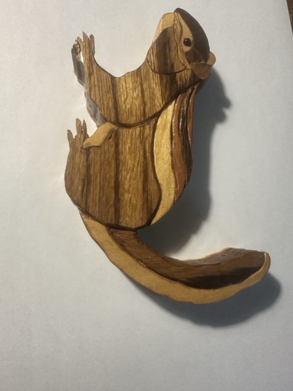 Paulie Hart Handcrafted Wood Squirrel Sculpture Folk Art Carving
