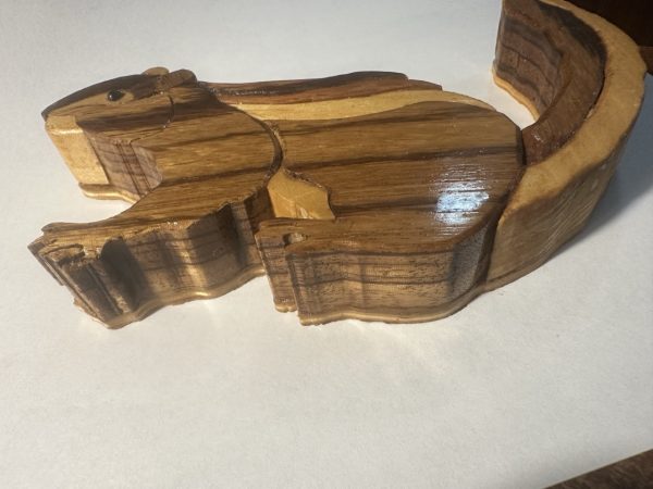 Paulie Hart Handcrafted Wood Squirrel Sculpture Folk Art Carving