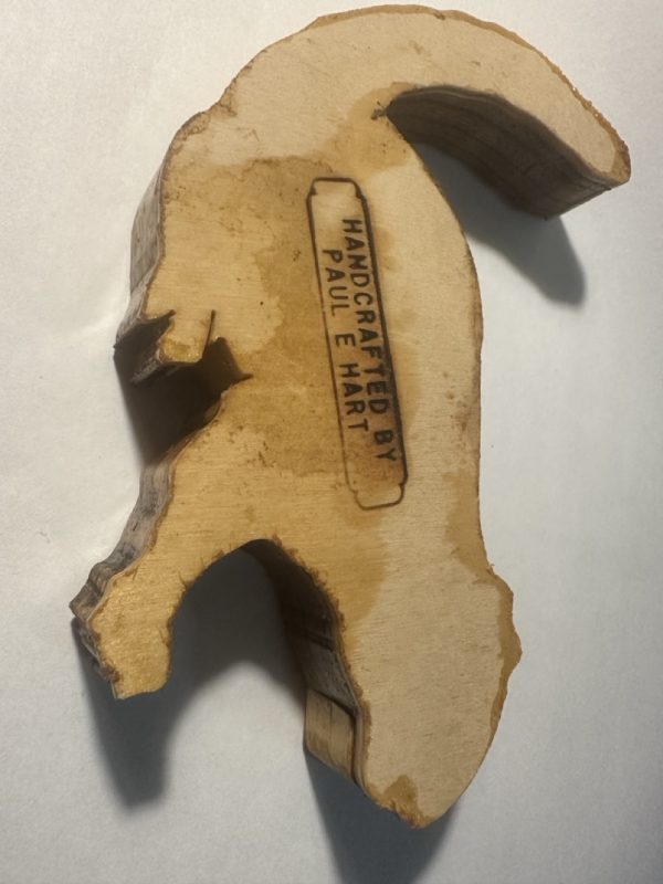 Paulie Hart Handcrafted Wood Squirrel Sculpture Folk Art Carving