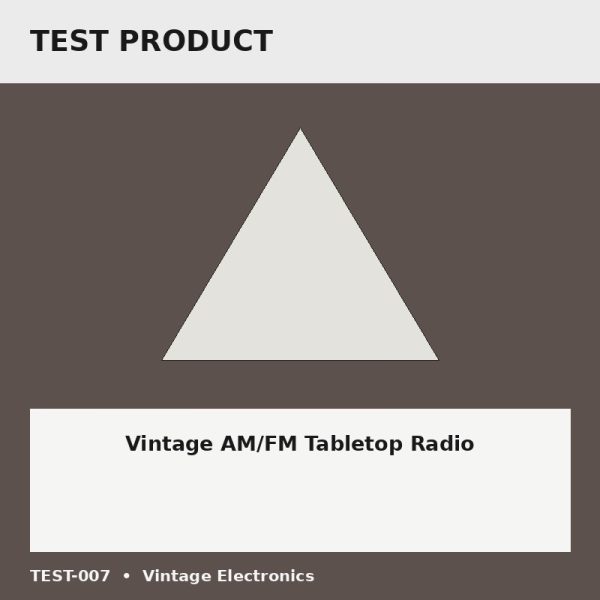 Vintage AM/FM Tabletop Radio - Test Placeholder Vintage AM/FM Tabletop Radio test placeholder image